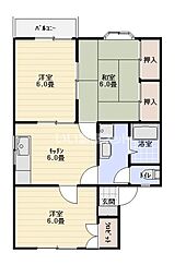 ハイツひかりB 3DKの間取図画像