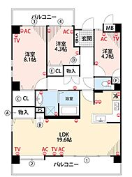 エスペランサ南城内 3LDKの間取図画像