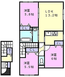 ジェラン北栄町B 3LDKの間取図画像