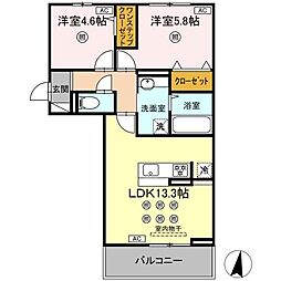 D-ROOM琴平 2LDKの間取図画像