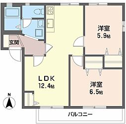 フレグランス大石A 2LDKの間取図画像