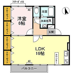 メゾン・ド・マージュC棟 1LDKの間取図画像
