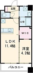 ギャラン竪町 1LDKの間取図画像