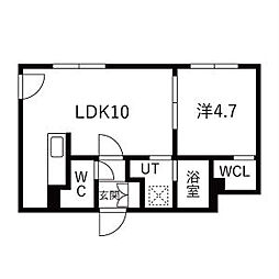 札幌市西区発寒四条4丁目マンション 1LDKの間取図画像