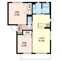 ショコラヒルズA 2LDKの間取図画像
