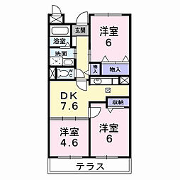 エスポワール吉田 3DKの間取図画像
