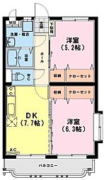 スターマンションK 2DKの間取図画像