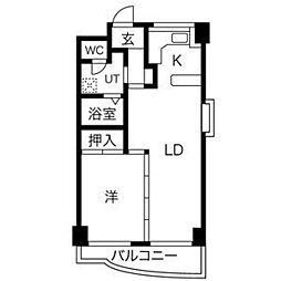 アルテハイム地行 1LDKの間取図画像