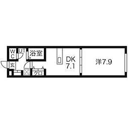 アスコット古川 1DKの間取図画像