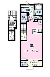 (仮)観音寺新町2丁目アパート ワンルームの間取図画像
