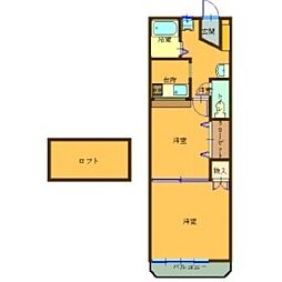 スカイハイツ共栄A 2Kの間取図画像