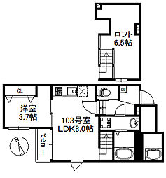 シャノワール久留米 ワンルームの間取図画像