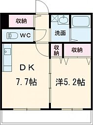アビタシオンイサム 1DKの間取図画像