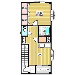 ブロッサム青梅2 1DKの間取図画像