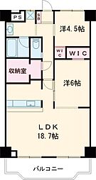 サンハイツ大和第1 2LDKの間取図画像