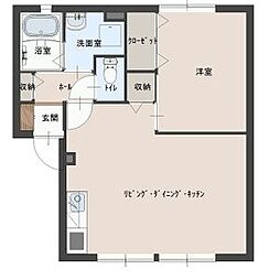サンガーデンカム&エムA 1LDKの間取図画像