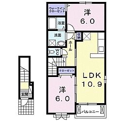 アルドールA 2LDKの間取図画像