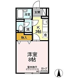 グリーンライフ桂木A 1Kの間取図画像