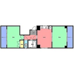 サンフレア馬渕 2DKの間取図画像