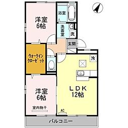 リビングタウン朝田B 2LDKの間取図画像