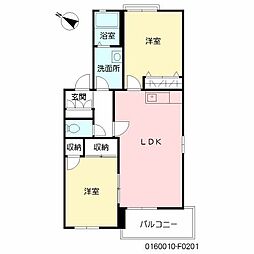 コートヴェール南片江1F 2LDKの間取図画像