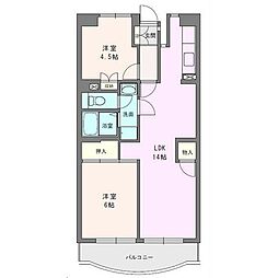 ボヌール秦野1 2LDKの間取図画像