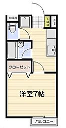 第一見附寮 1Kの間取図画像