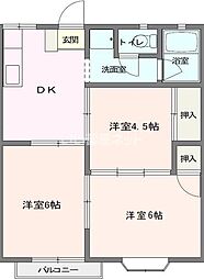 F.Fハイツ 3DKの間取図画像
