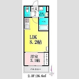 バルミジュール宮千代 1LDKの間取図画像