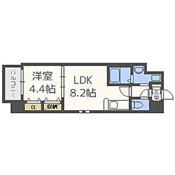 アーバネックスウメダヒガシ 1LDKの間取図画像