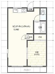 ブラウンヒルズ 1LDKの間取図画像
