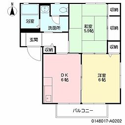 ディアス住吉 2DKの間取図画像