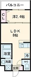 リアコート千里2 NORTH 1LDKの間取図画像