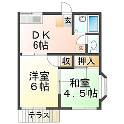 ラ・ブリーズ 2DKの間取図画像