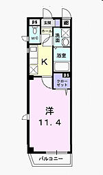 リラッサN 1Kの間取図画像