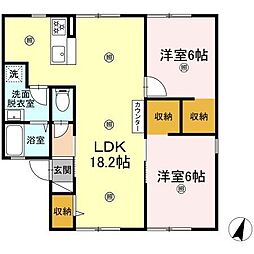 フローラルコート 2LDKの間取図画像