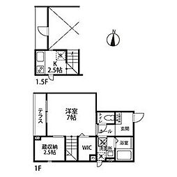 Welina2 1Kの間取図画像