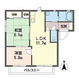 ポンテ・ピエール 2LDKの間取図画像