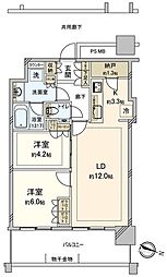 URAWA THE TOWER 2LDKの間取図画像
