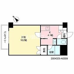 ルノアス博多 1Kの間取図画像