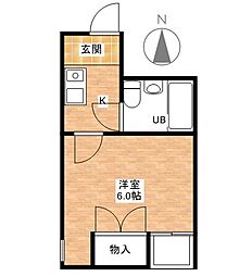 グロリアマンション 1Kの間取図画像