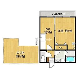 ベルコート博多 1DKの間取図画像
