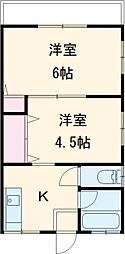 コーポ野辺 2Kの間取図画像
