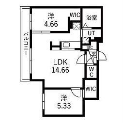 RD GRASE MIYANOMORI(アールディグレイスミヤノモリ) 仮)GA-N3W 2LDKの間取図画像