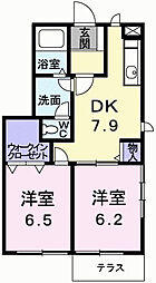 シャトーソレイユ 2DKの間取図画像