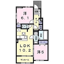 アプローズハウス 2LDKの間取図画像