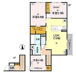 グランヴェール西ノ京 3LDKの間取図画像