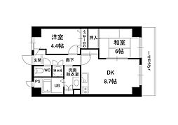 エクセリア駅南 2DKの間取図画像