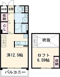 CREVIA ワンルームの間取図画像