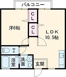 プラム須田尾 1LDKの間取図画像